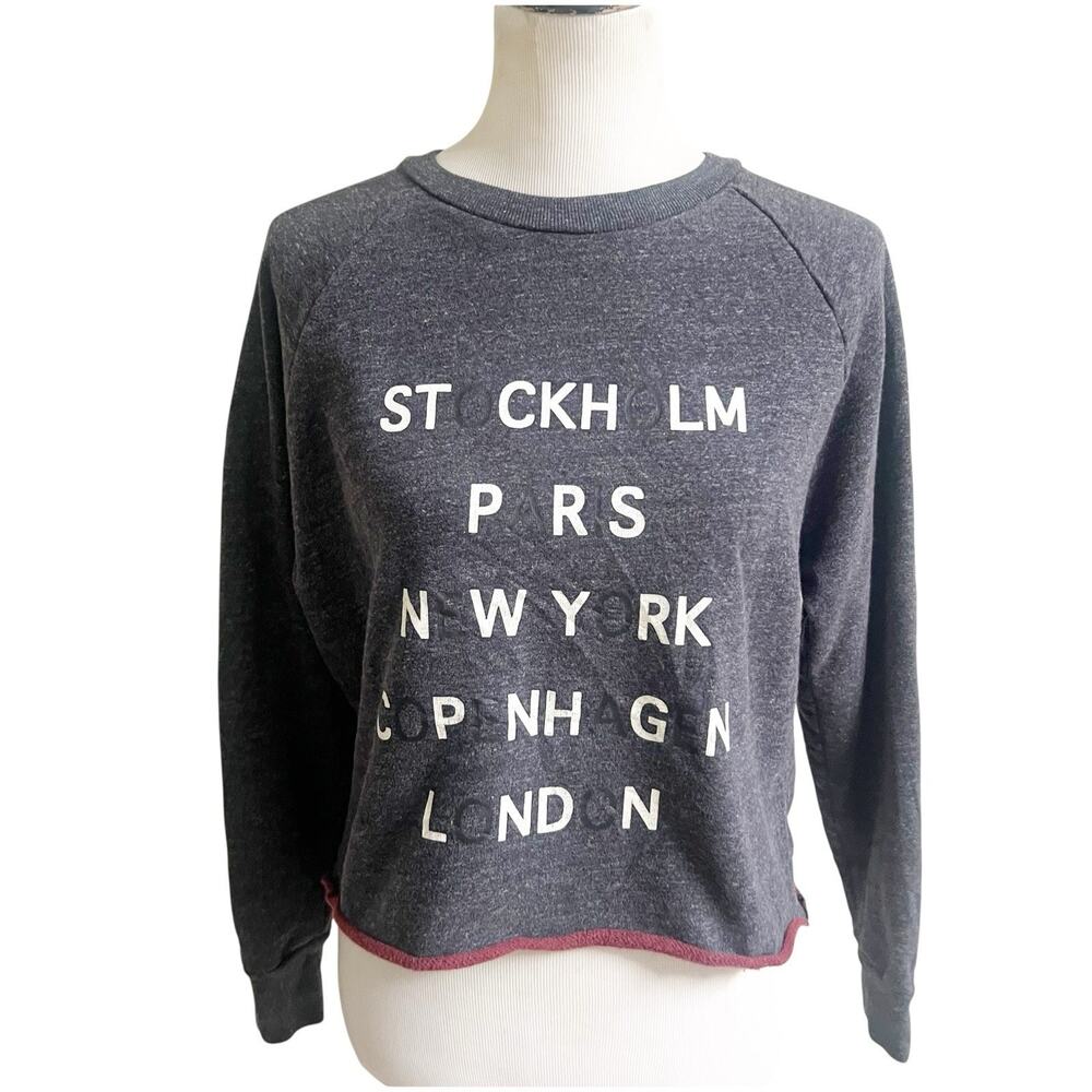 Madewell Tourguide Crewneck Sweater Big City Names Navy Martin Lined Size Small